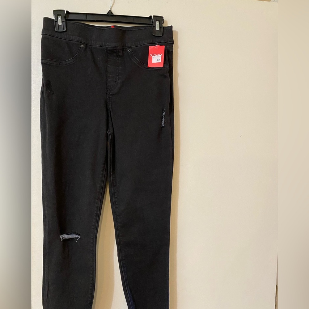 Spanx by Sarah Blakeley black skinny jeans leggings small  distressed NWT